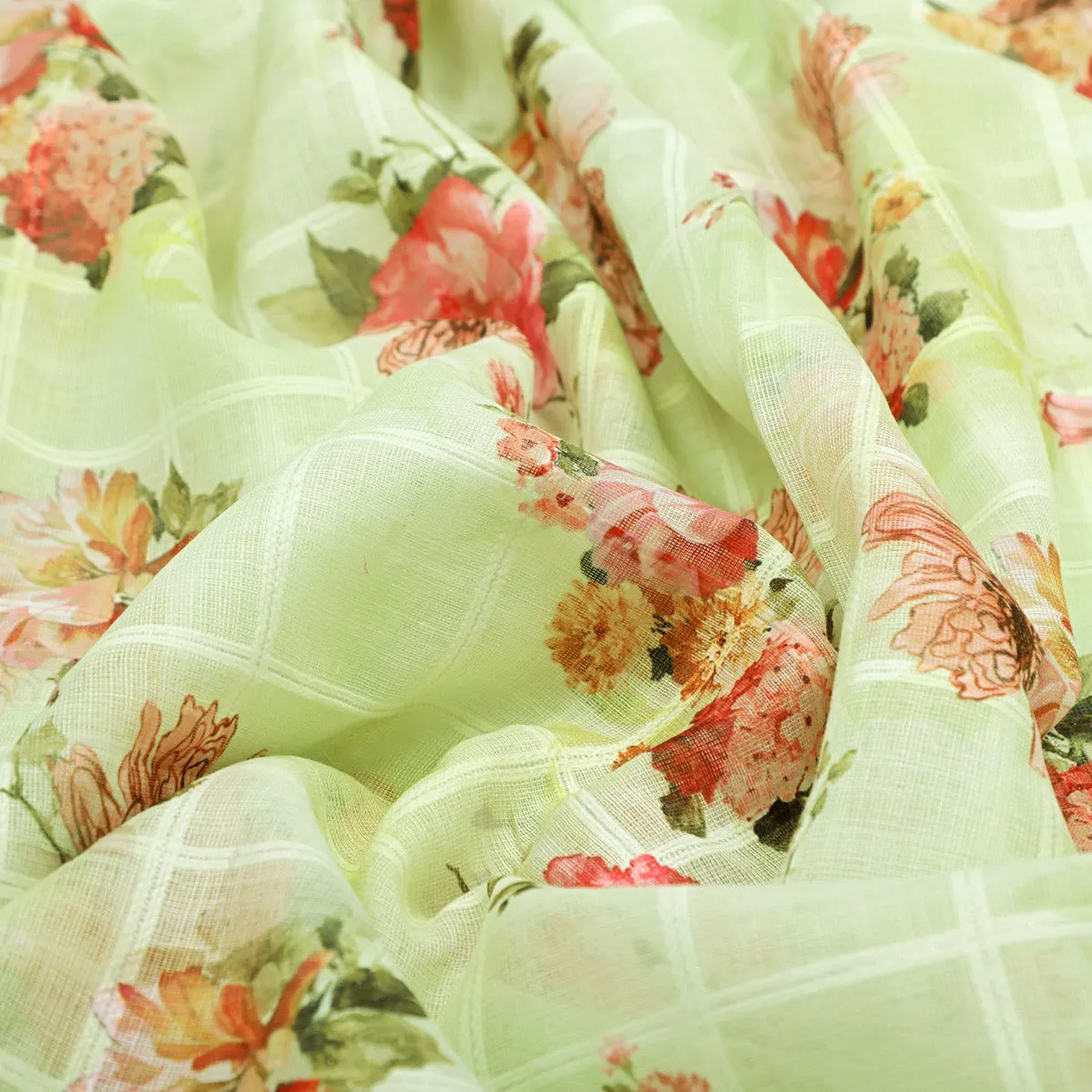 Gorgeous Linen Floral Printed Fabric Material