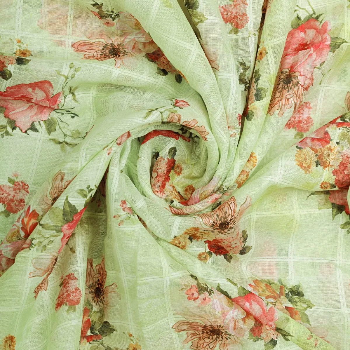 Gorgeous Linen Floral Printed Fabric Material