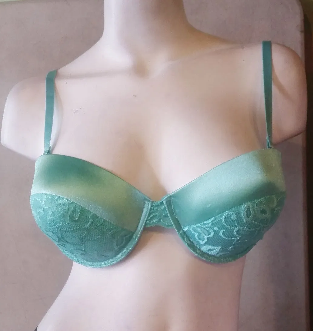 Gorgeous Mint Satin & Lace Push-up Bra