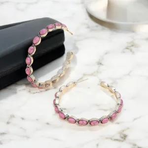 Gorgeous Pink and Silver Hoops