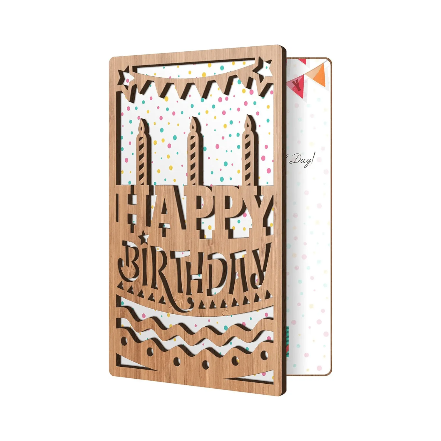 Handcrafted Bamboo Birthday Cards | Cake & Candles