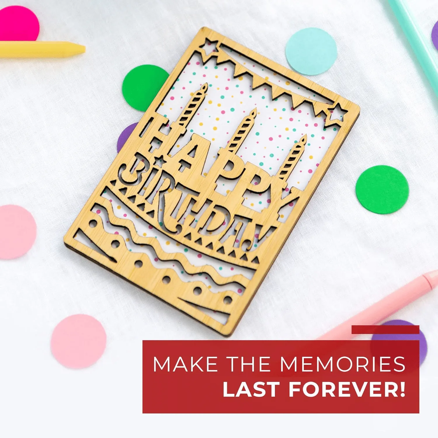 Handcrafted Bamboo Birthday Cards | Cake & Candles