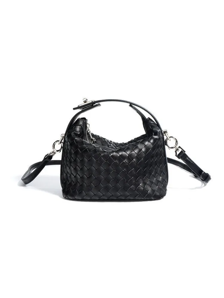 Handwoven Handheld Leather Bag