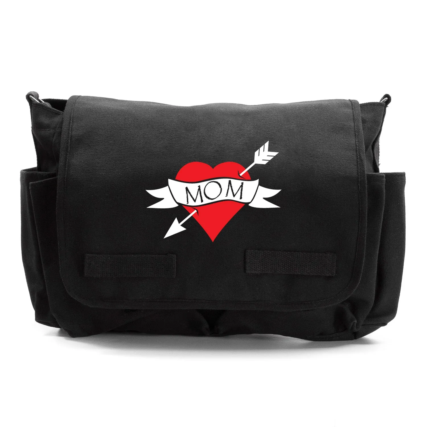 Heart Mom Tattoo love Army Heavyweight Canvas Messenger/Diaper Shoulder Bag