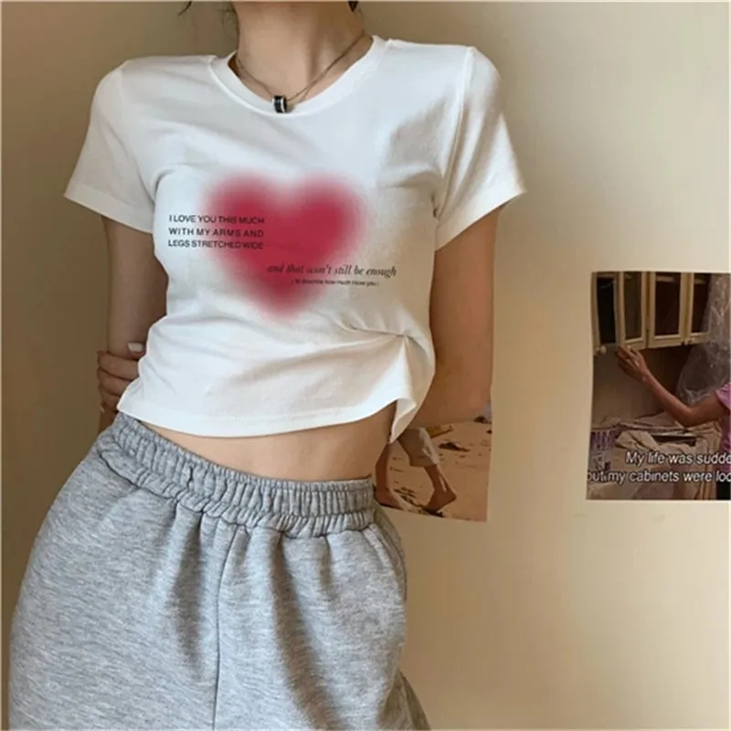 Heart Print Stylish White Tee