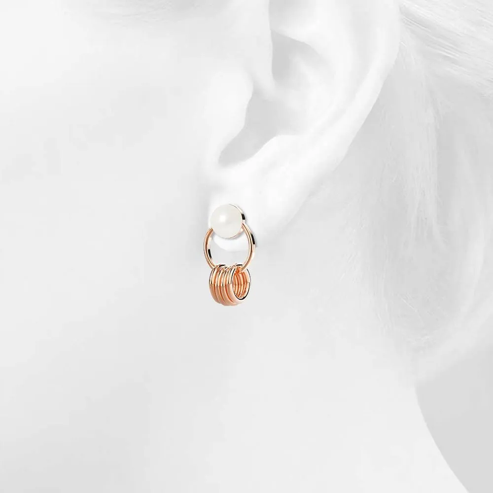 Helena Pearl & Charm Ring Rose Gold Drop Earrings