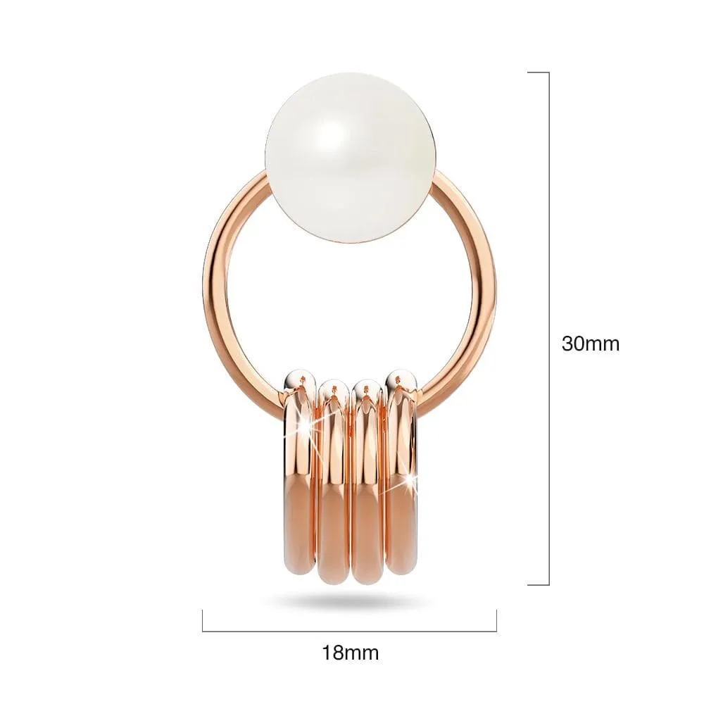 Helena Pearl & Charm Ring Rose Gold Drop Earrings