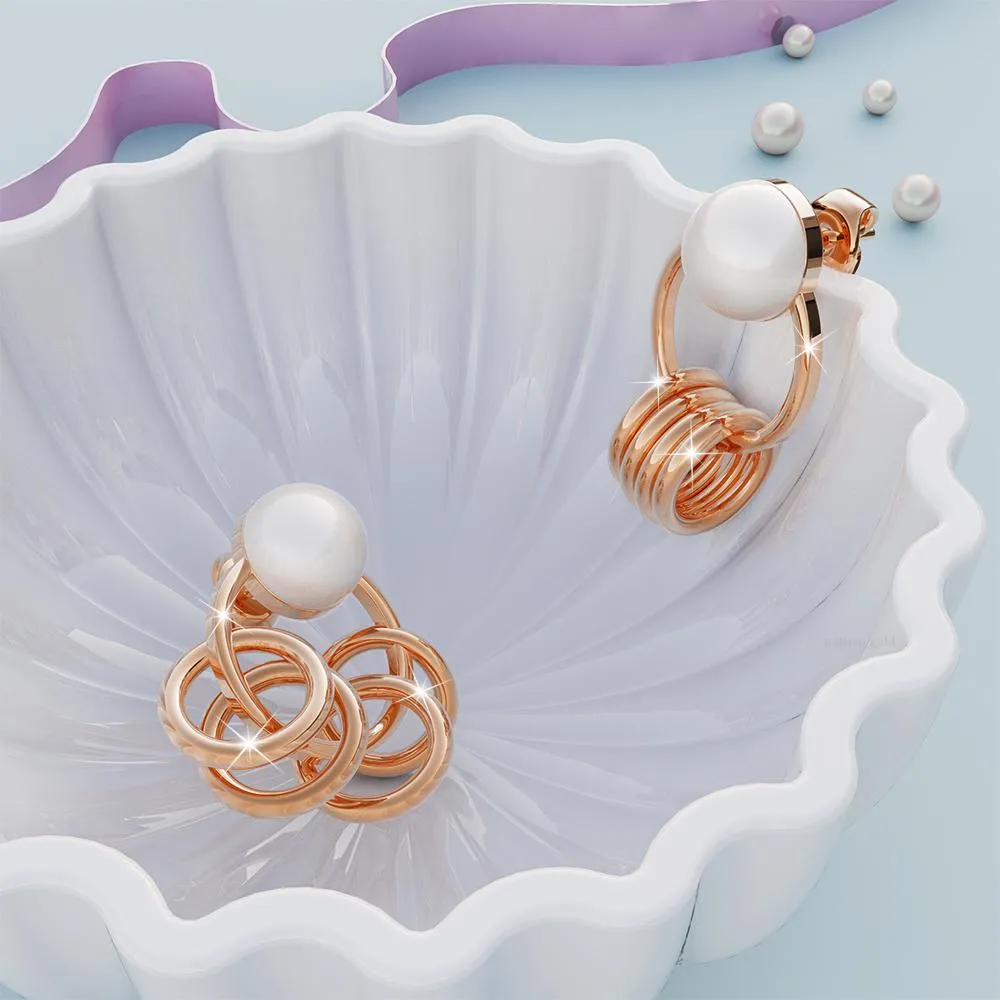 Helena Pearl & Charm Ring Rose Gold Drop Earrings