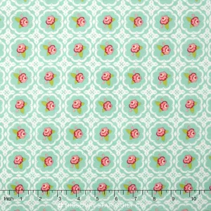 Hello Gorgeous - Gorgeous Rose Grid Mint Yardage