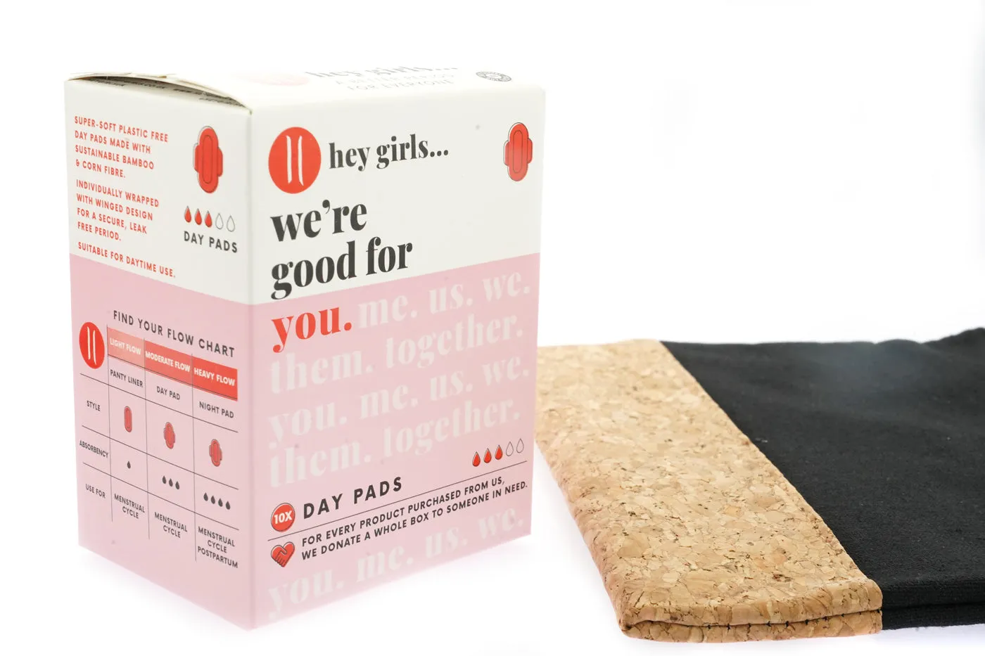 Hey Girls First Period Kit Pads & Panty Liners - Black Cork Bag