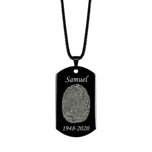 High Polished Stainless Steel Fingerprint Dog Tag Necklace