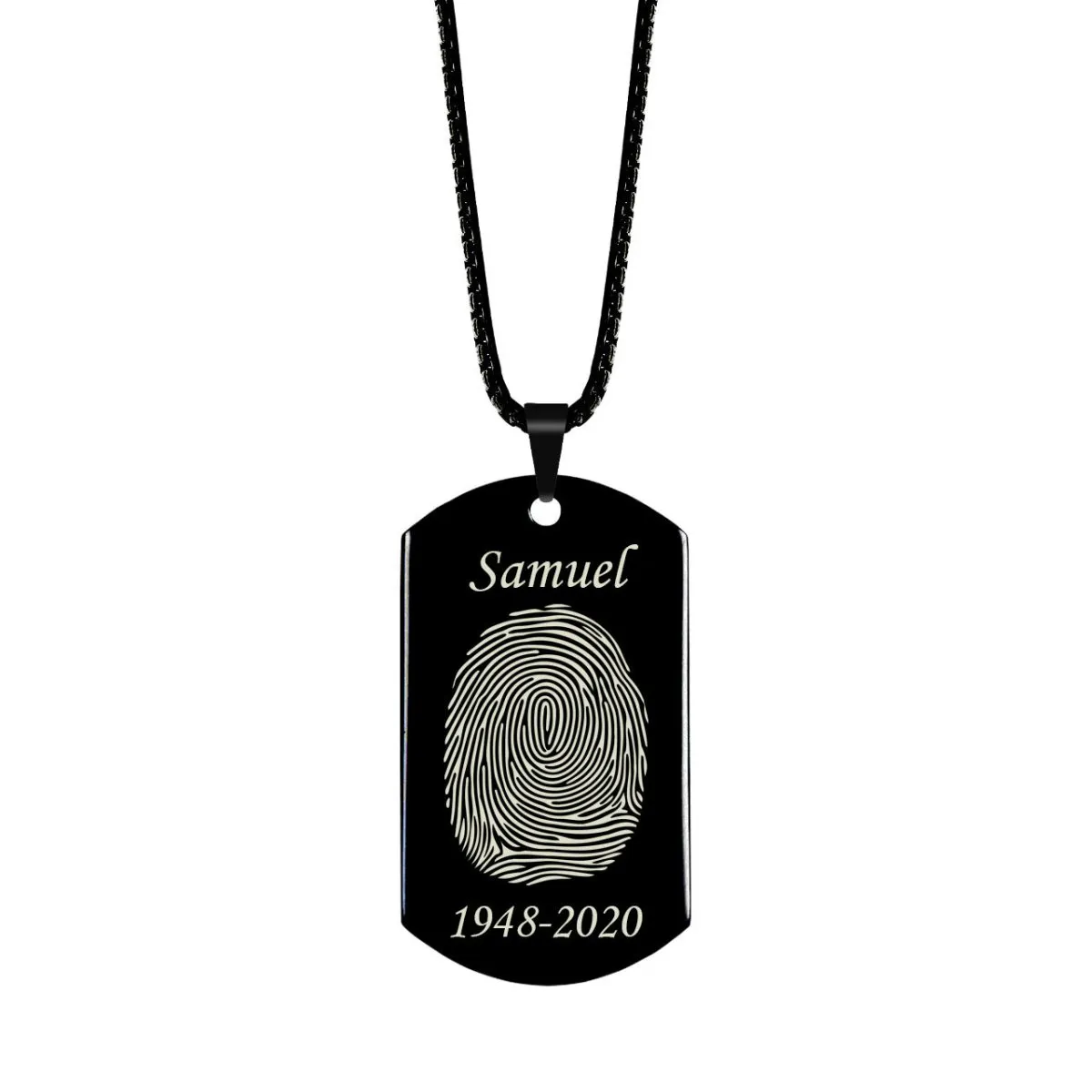 High Polished Stainless Steel Fingerprint Dog Tag Necklace