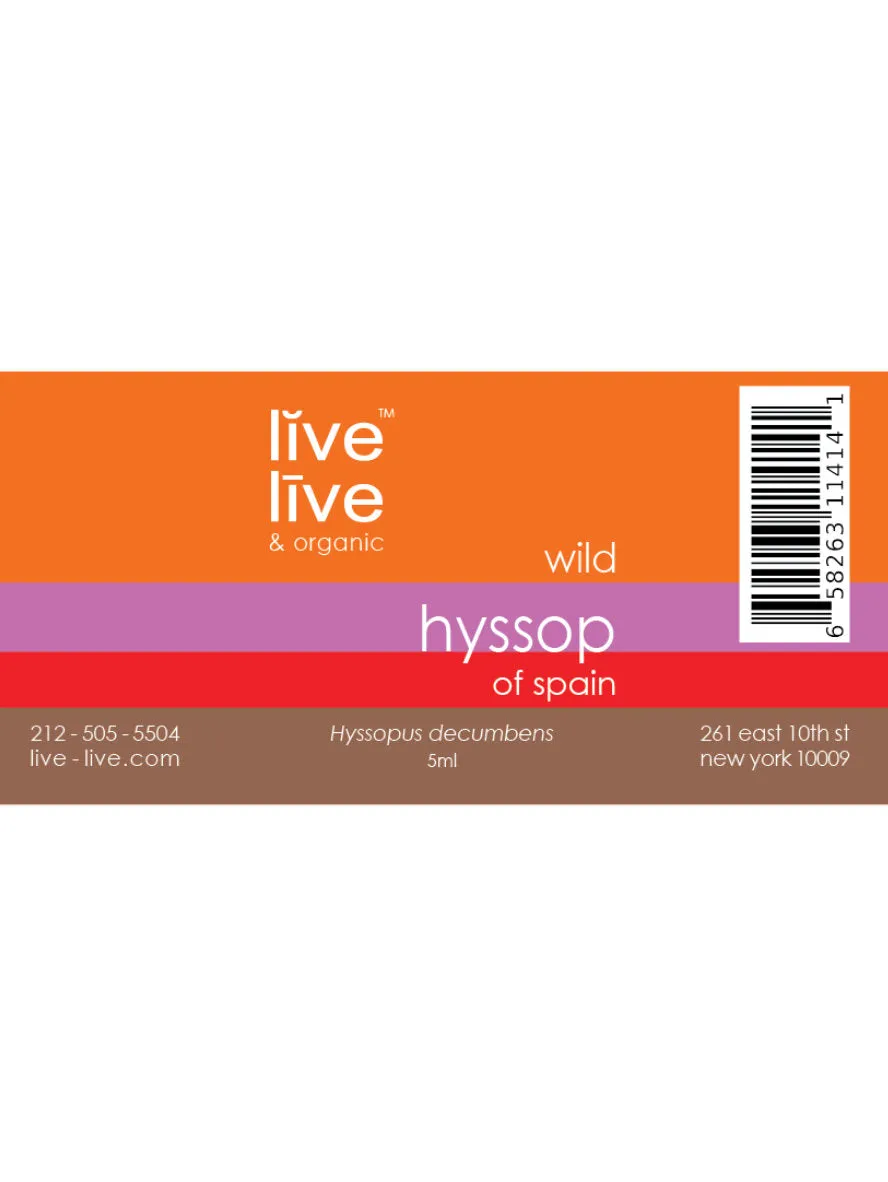 hyssop of spain essential oil, hyssopus decumbens, 5ml, live live & organic