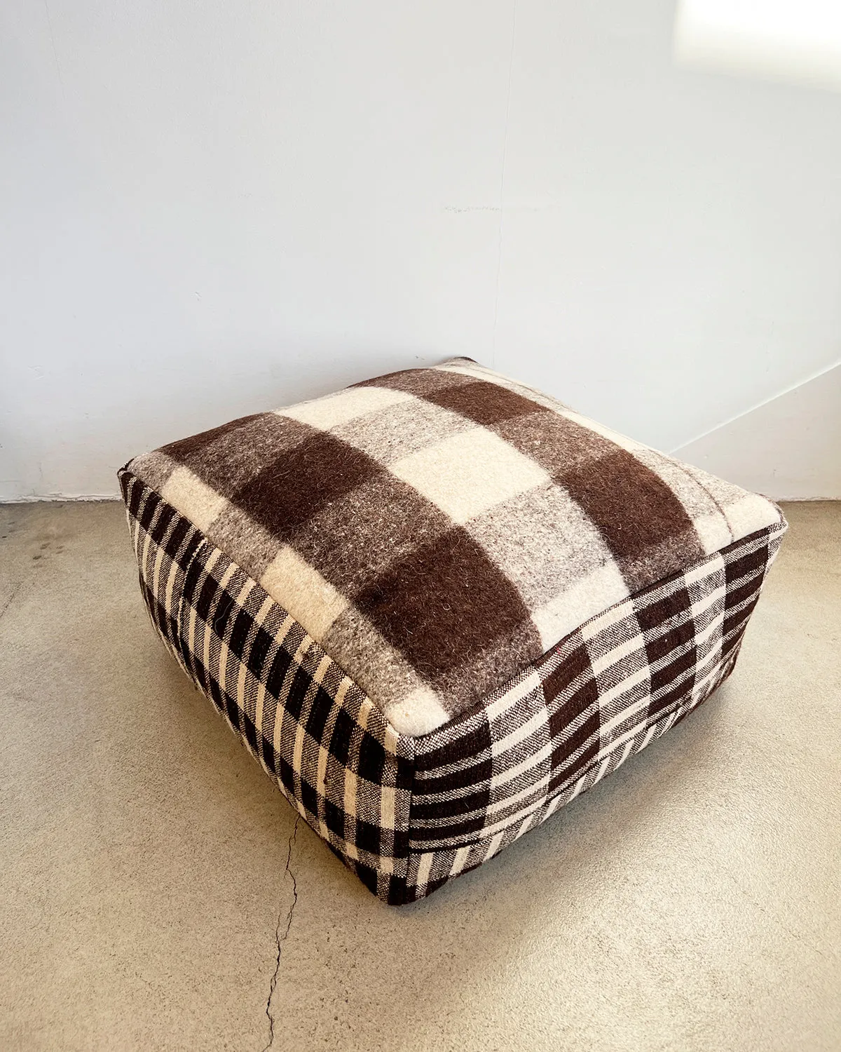 Isabel Checkered Square Pouf Ottoman