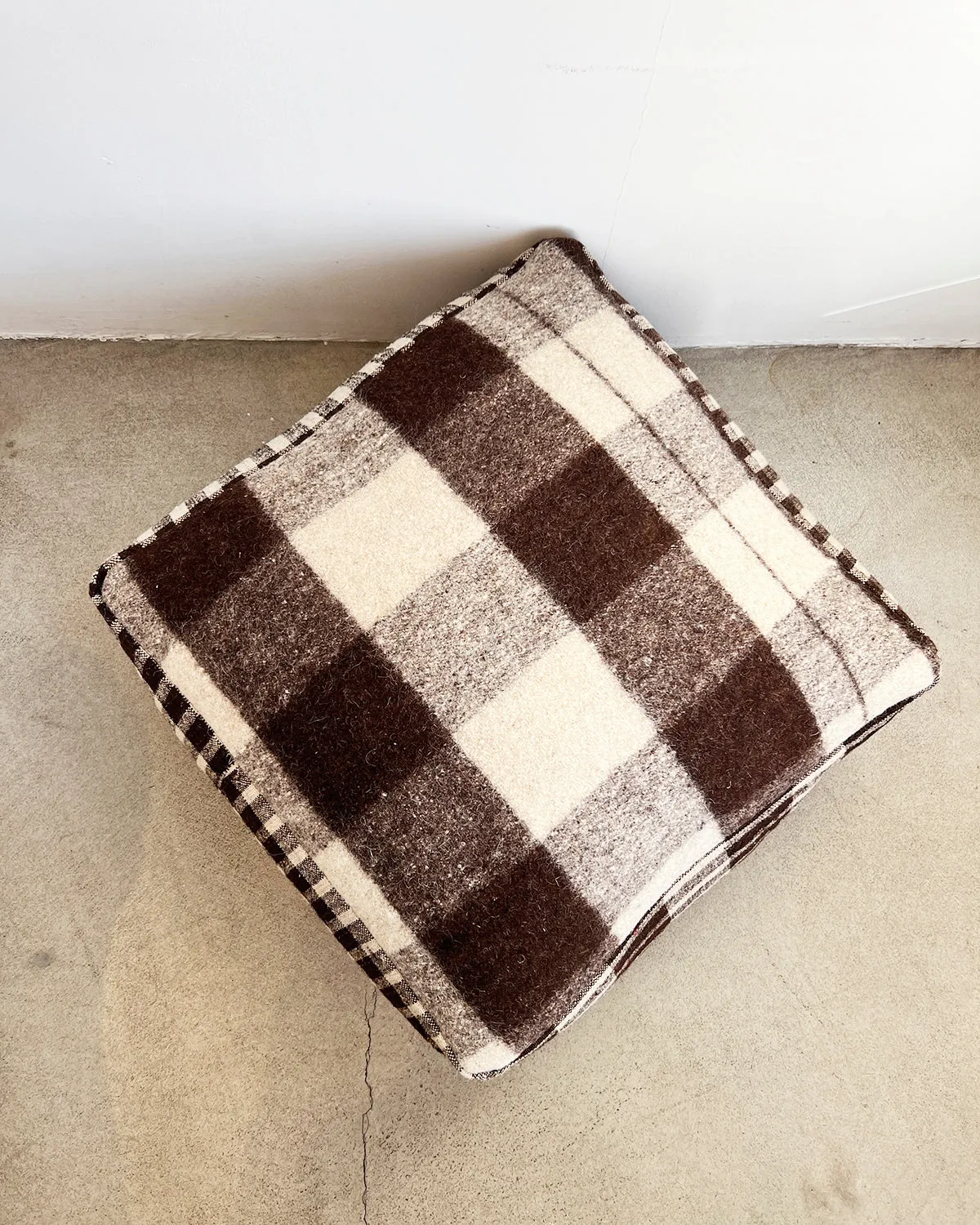 Isabel Checkered Square Pouf Ottoman