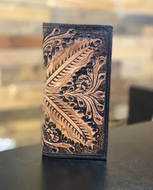 IWR-2 - Ranger Belt Co. Hand Carved Floral & Leaf Leather Wallet