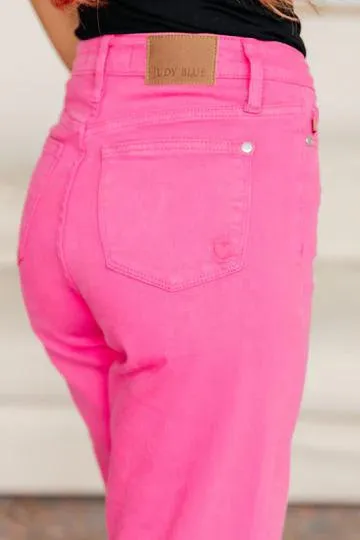 Judy Blue Hot Pink 90's Straight Jeans