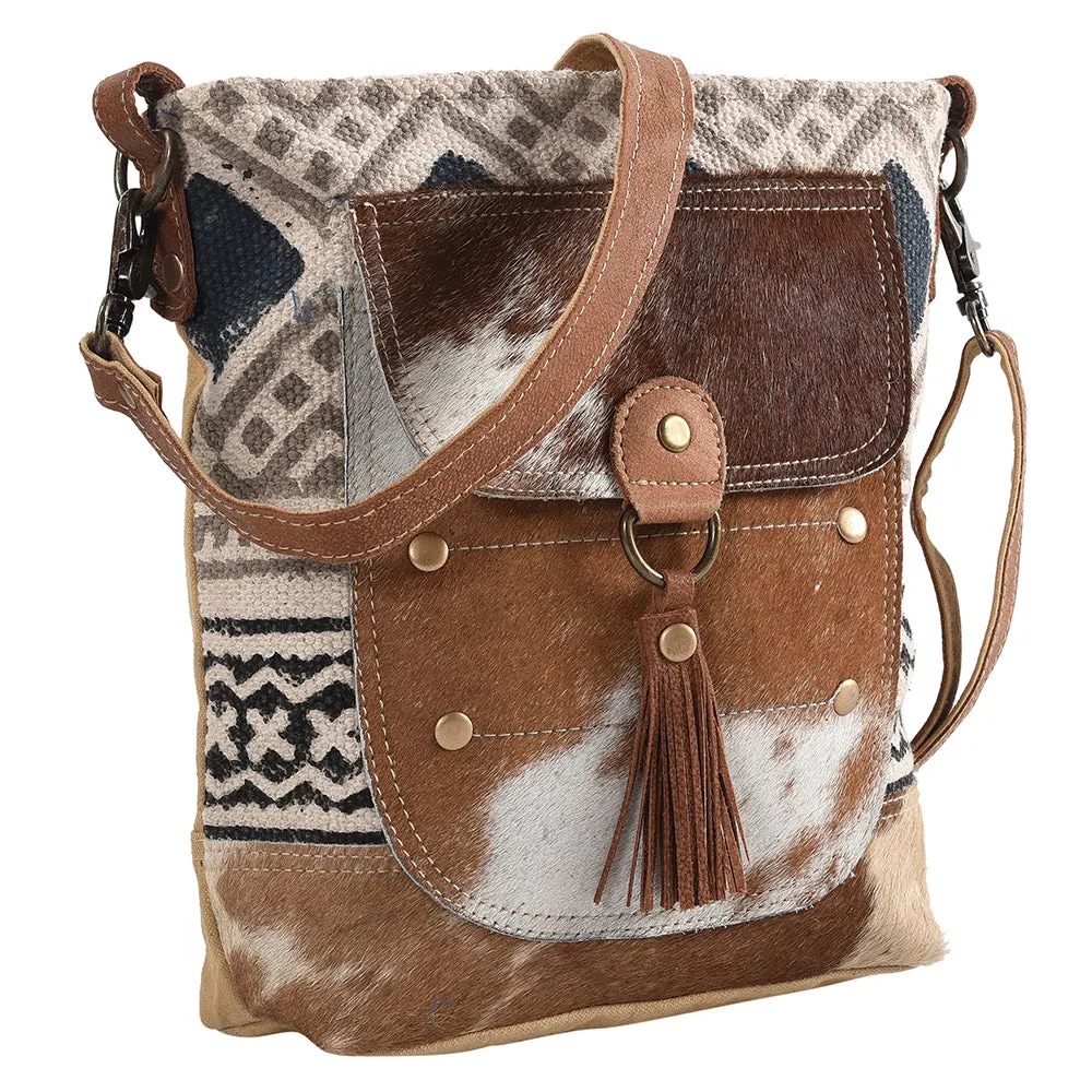 KB150 - KB150 -MESSENGER Real Cowhide Leather and Upcycled Canvas Ladies Bag 12 x 12 KB150 - KB150