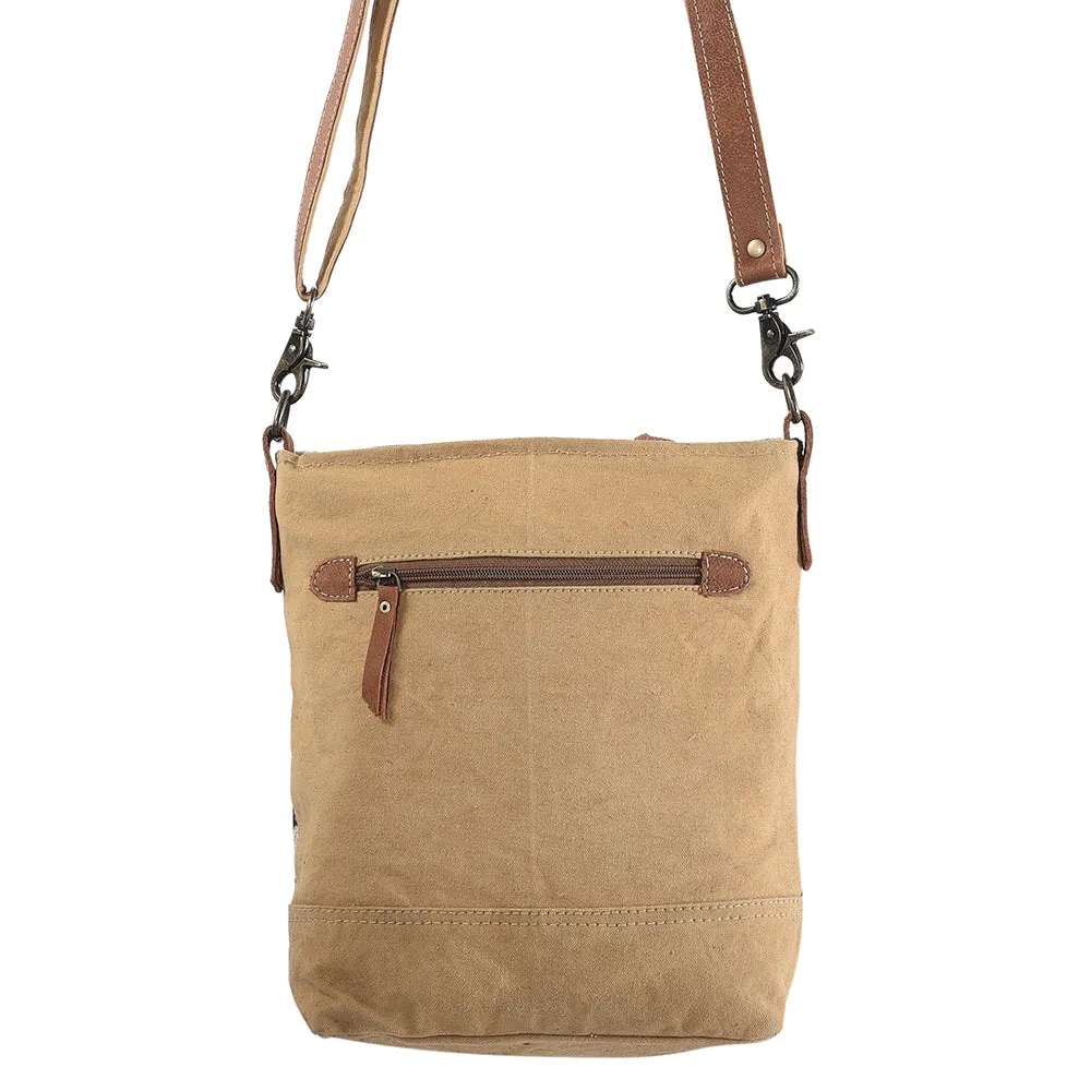 KB150 - KB150 -MESSENGER Real Cowhide Leather and Upcycled Canvas Ladies Bag 12 x 12 KB150 - KB150