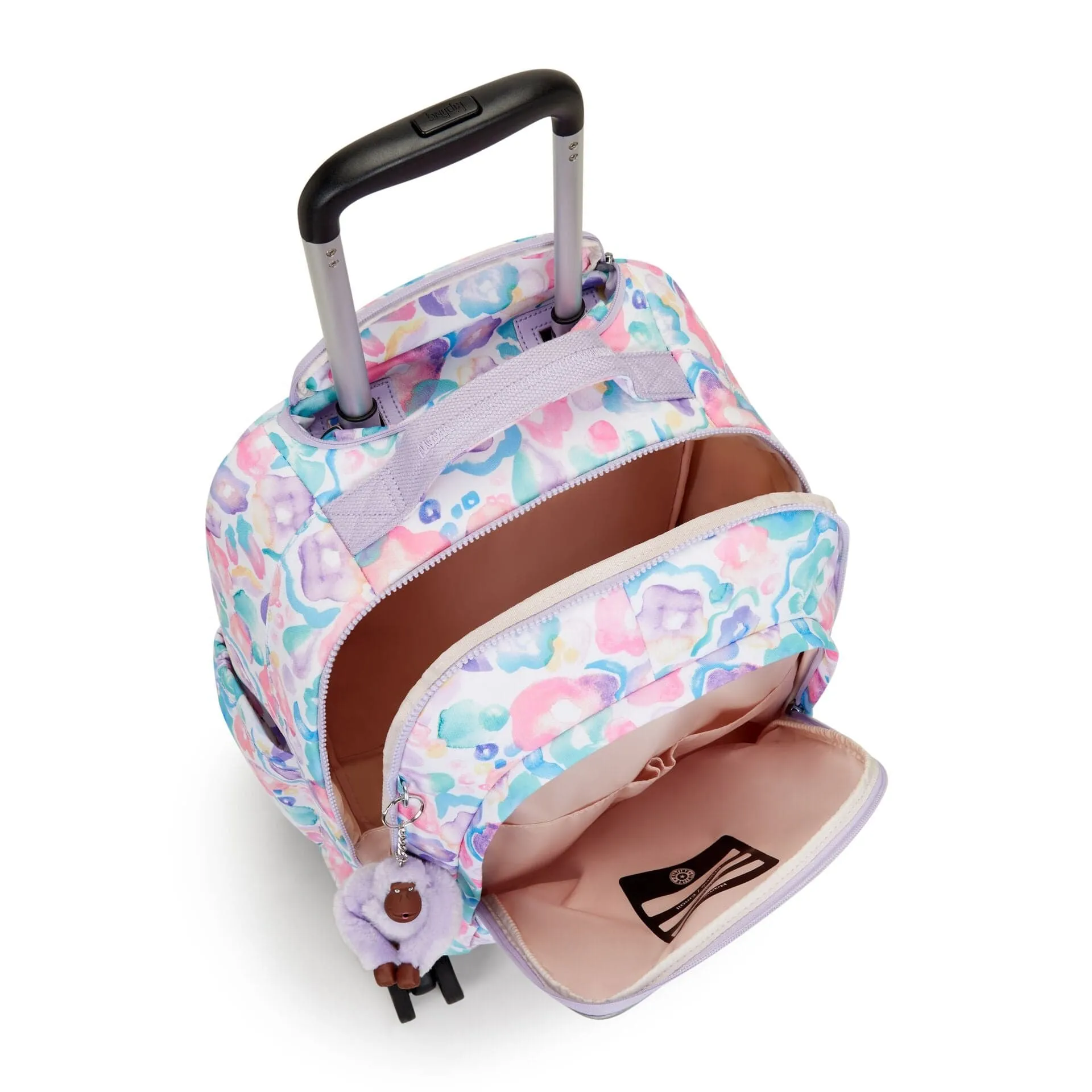 Kipling New Zea Aqua Flowers Large Wheeled Backpack C2I4674-2FW