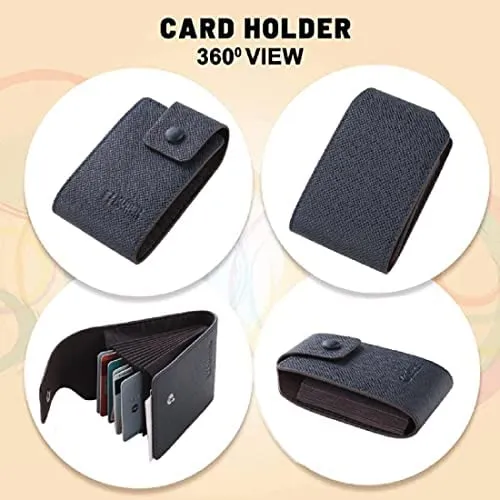 Kuber Industries Card Holder Wallet for Men Women|Debit Credit Card Holder|Wallet for Id, Visiting Card, Buisness Card|Button Closure|Blue (Pack of 2)