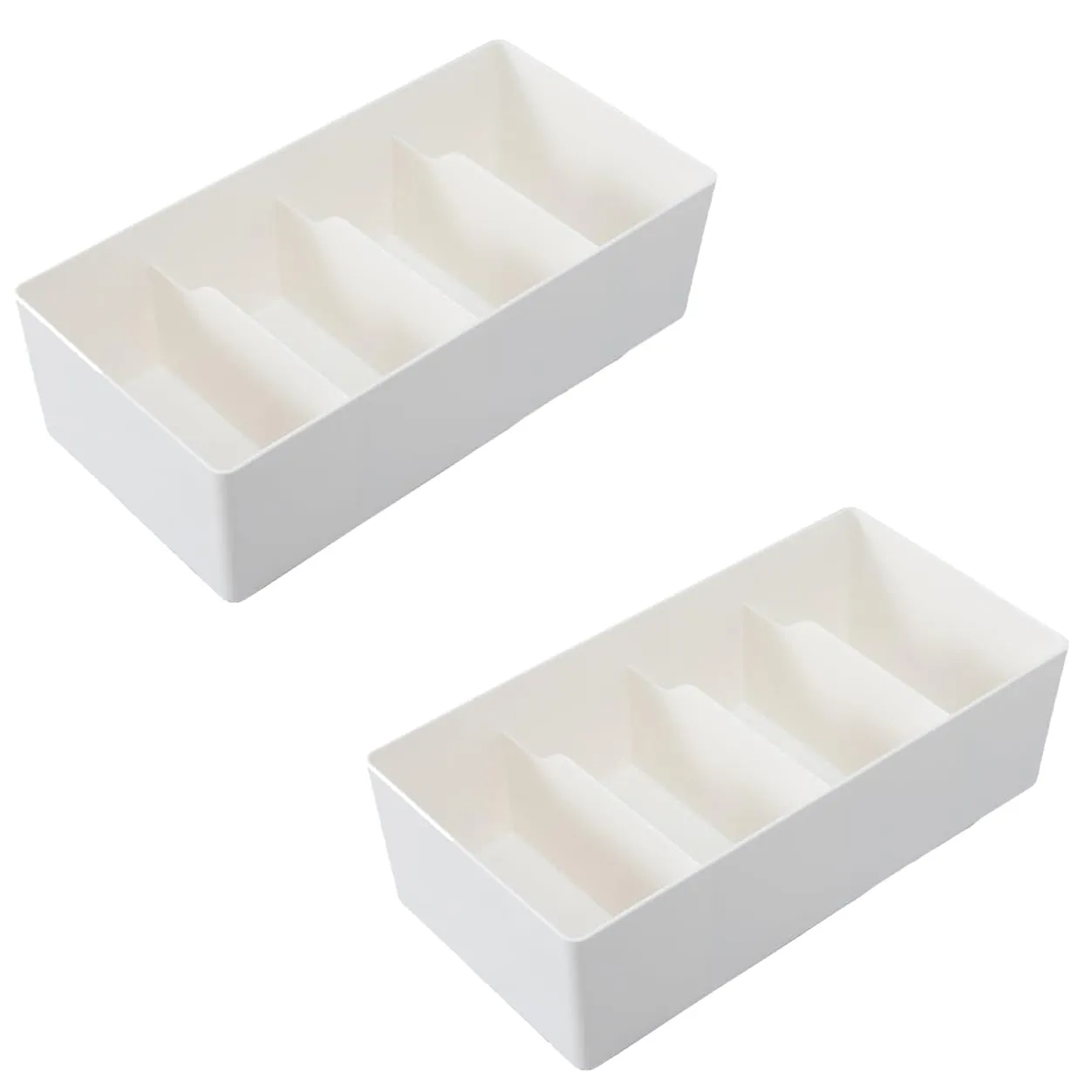 Kuber Industries Cloth Storage Box 4 GridDrawer Divider|Wardrobe Organizer For clothes-Pack of 2 (White)