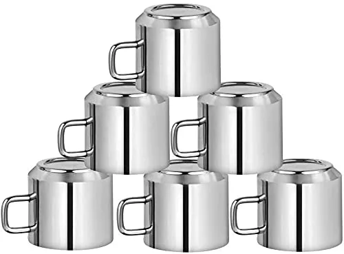 Kuber Industries Set of 12 Stainless Steel Coffee & Tea Cup (Silver)