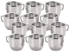 Kuber Industries Set of 12 Stainless Steel Coffee & Tea Cup (Silver)