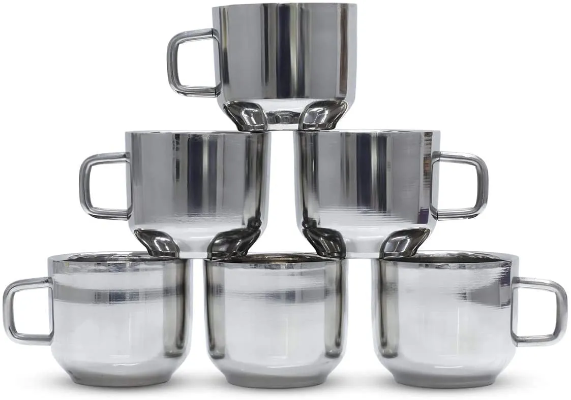 Kuber Industries Set of 12 Stainless Steel Coffee & Tea Cup (Silver)