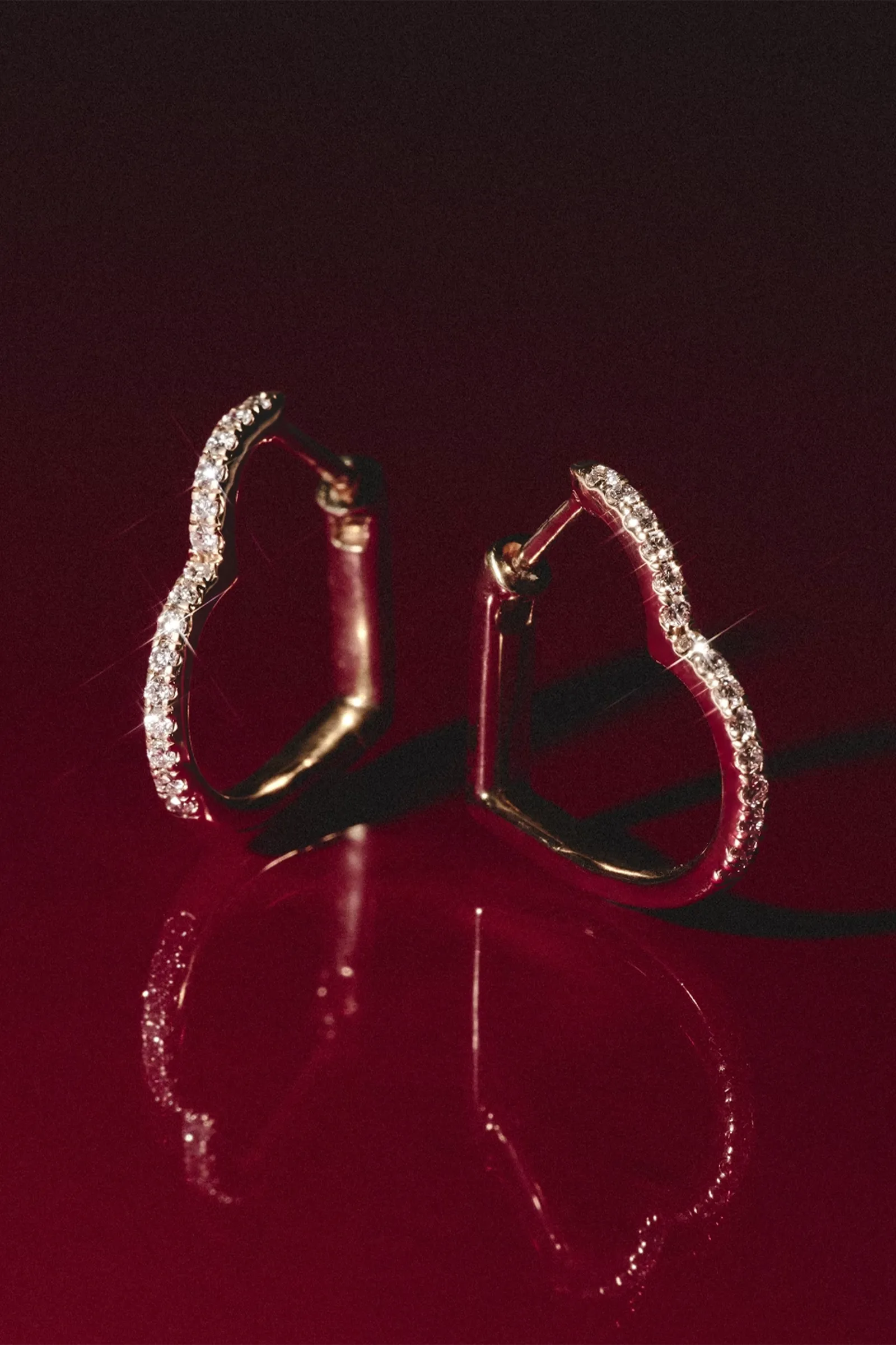 Lab Diamond Heart Hoop Earrings 0.22ct in 18K Gold Vermeil