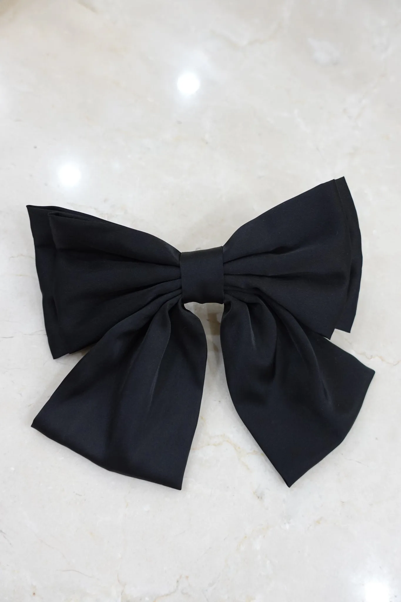 Large Black Satin Hair Bow