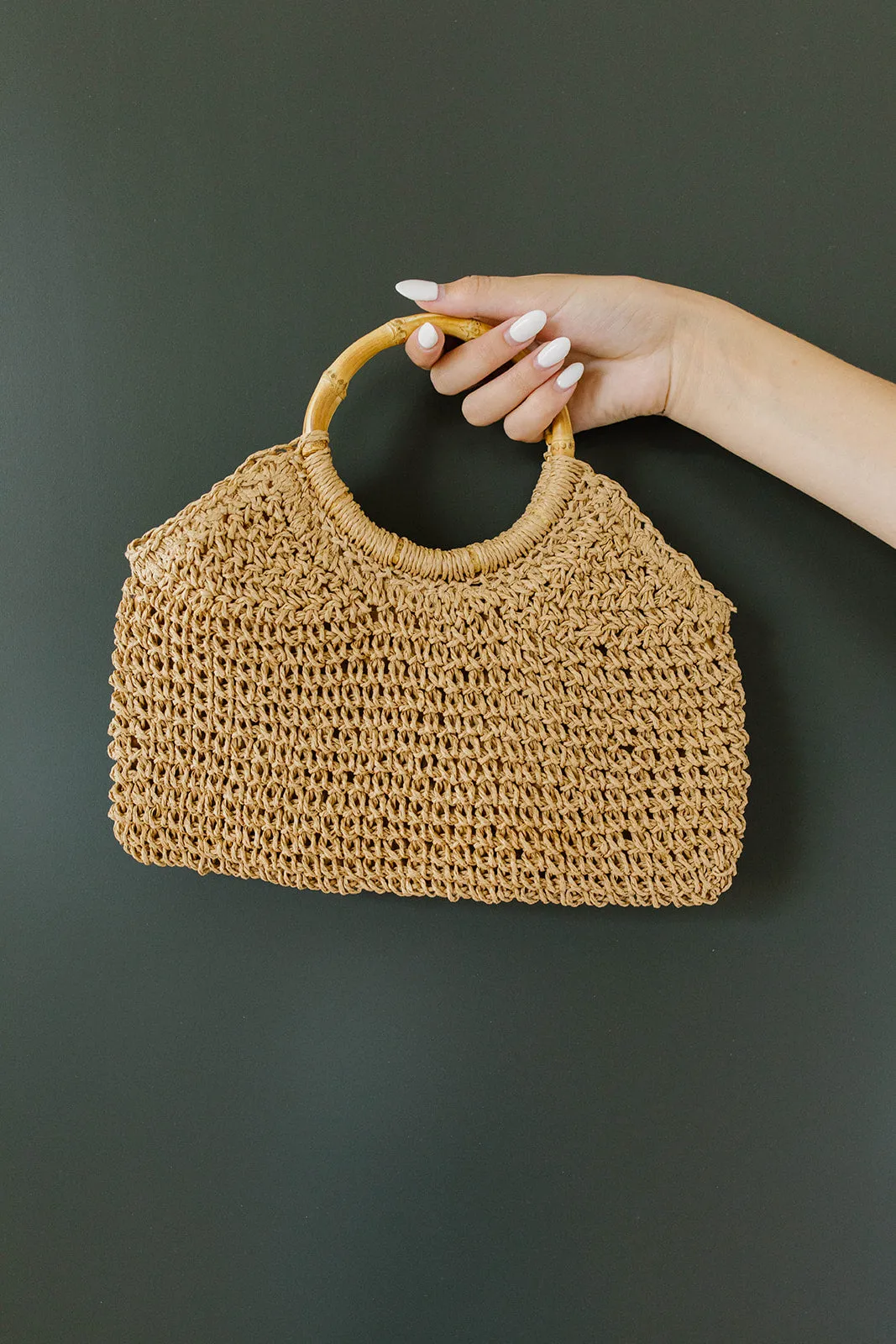 LAST ONE Circle The Globe Bamboo Handle Bag