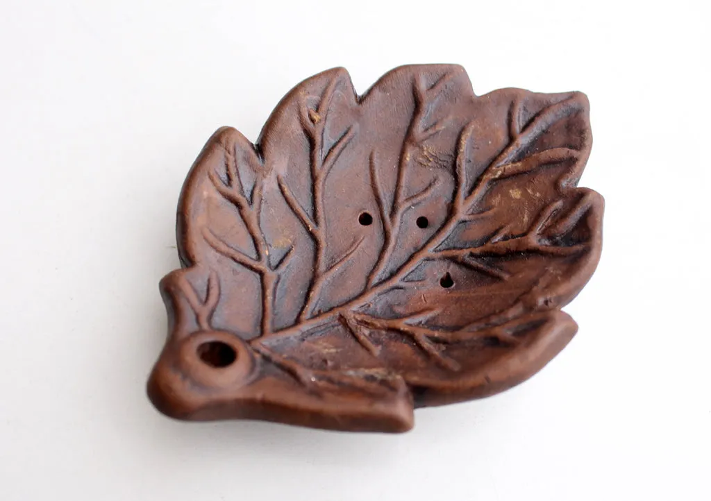 Leaf Shaped Handmade Clay Incense Burner