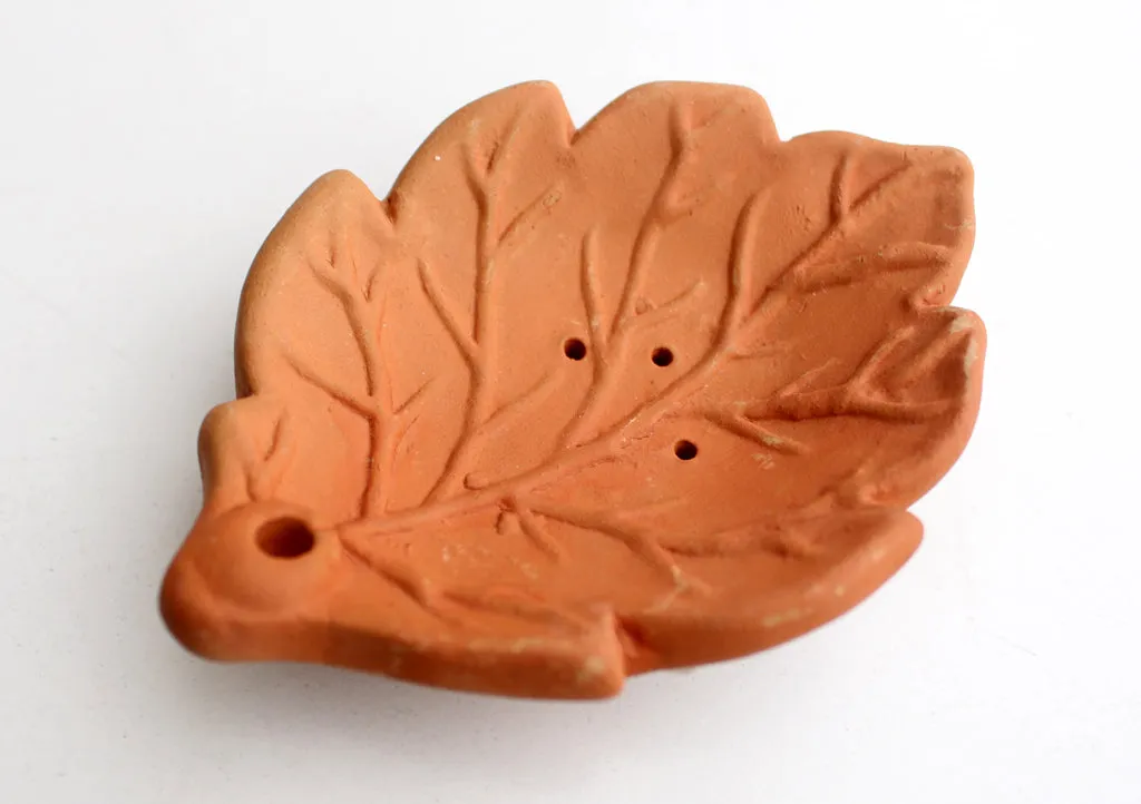 Leaf Shaped Handmade Clay Incense Burner