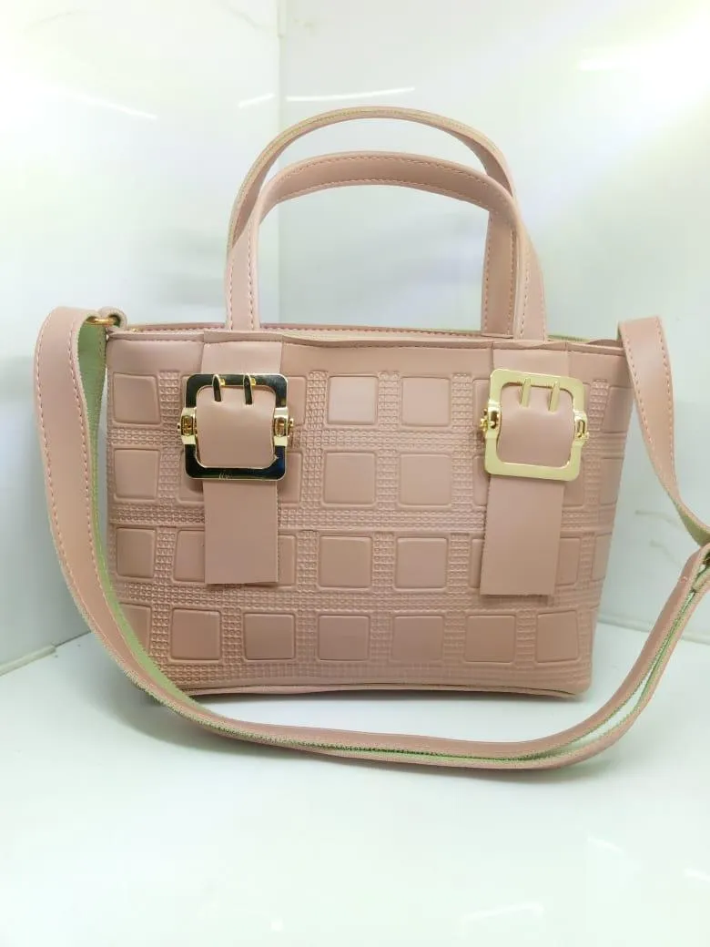 Leather handbag with long strap