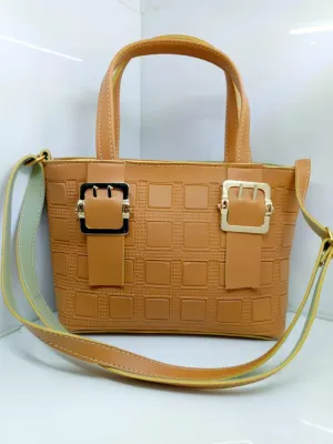 Leather handbag with long strap