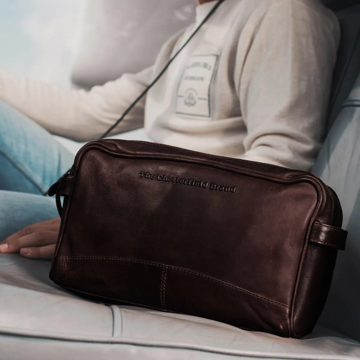 Leather Toiletry Bag Brown Stefan