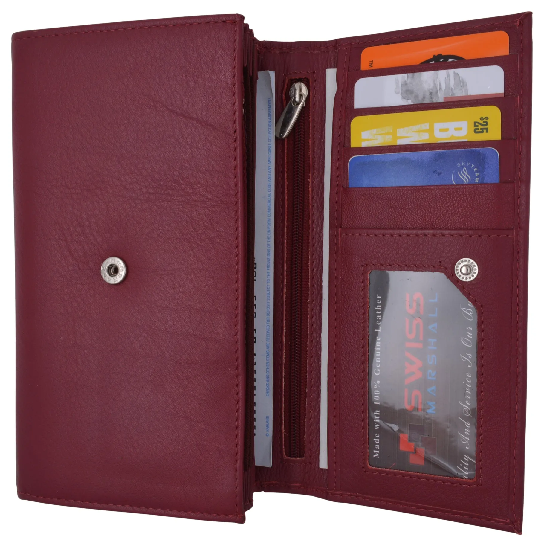 Leather Womens Wallet Ladies Clutch With Removable Checkbook Cover RFID Blocking