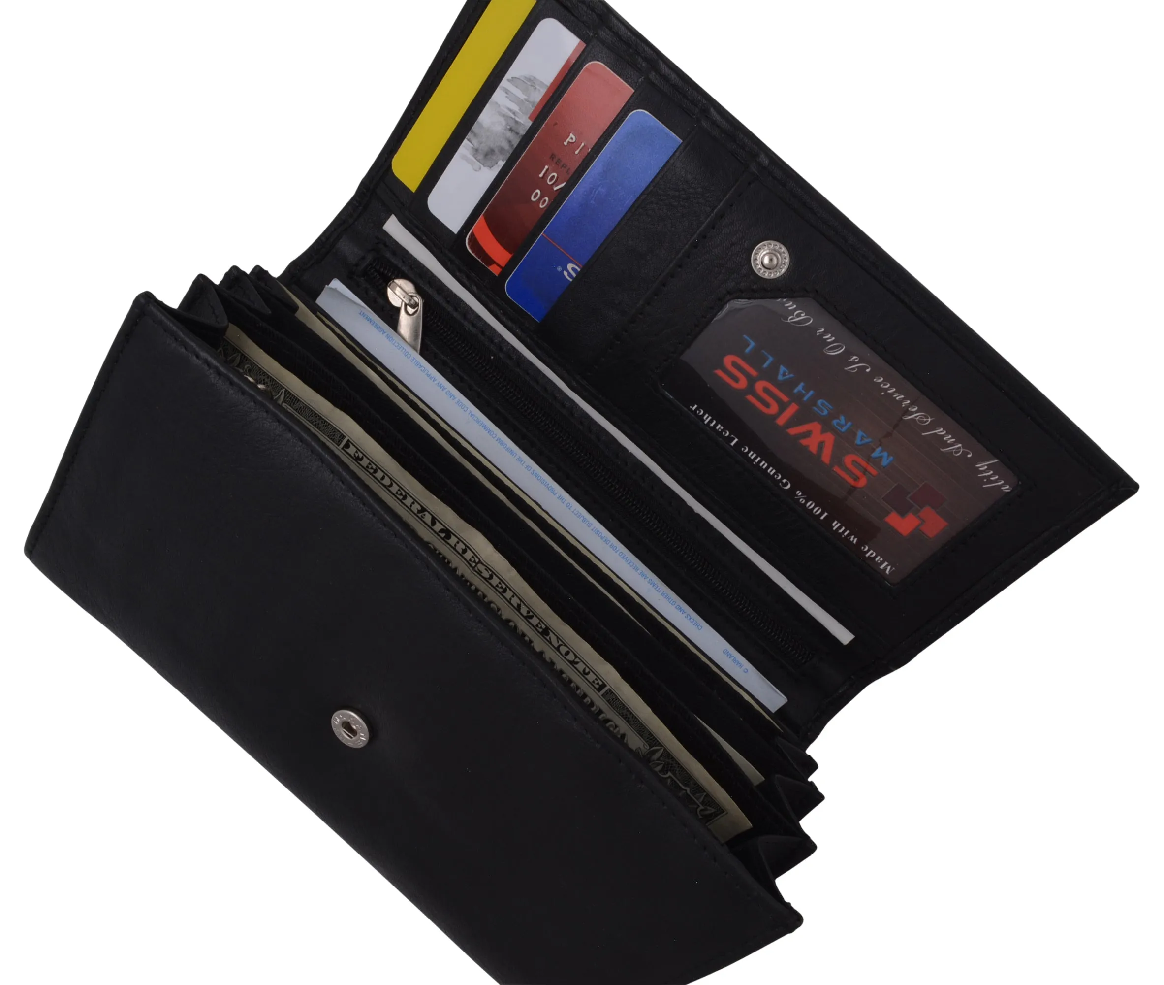 Leather Womens Wallet Ladies Clutch With Removable Checkbook Cover RFID Blocking