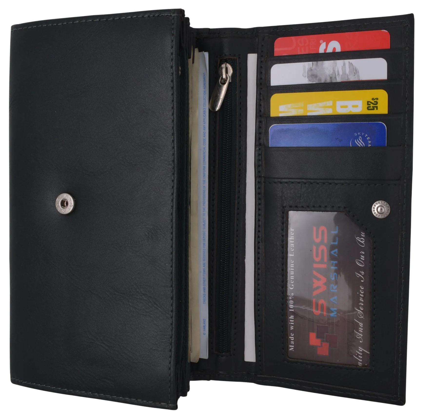 Leather Womens Wallet Ladies Clutch With Removable Checkbook Cover RFID Blocking