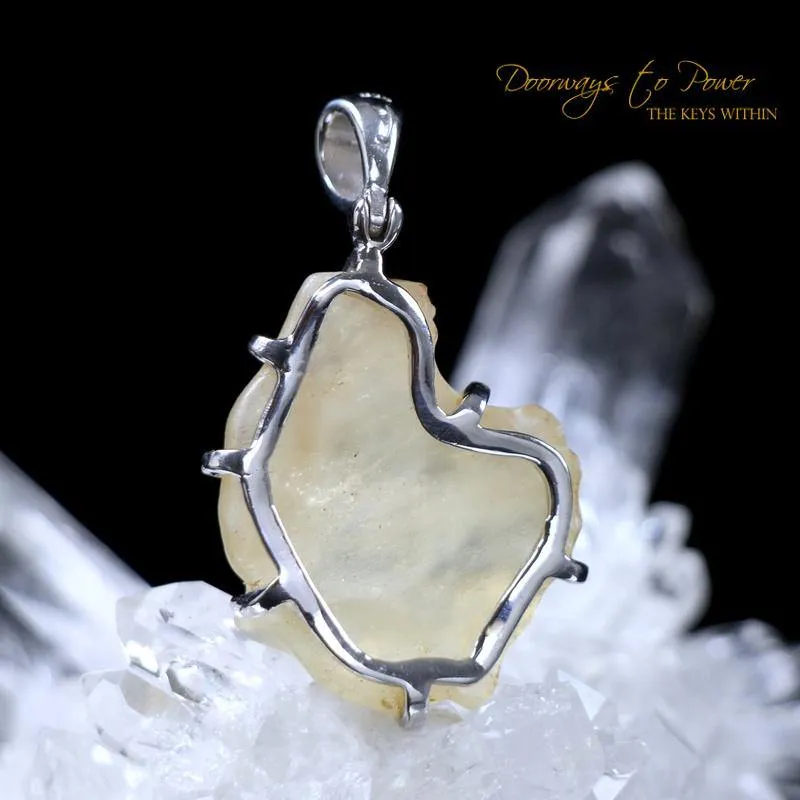 Libyan Gold Tektite Crystal Pendant .925 SS