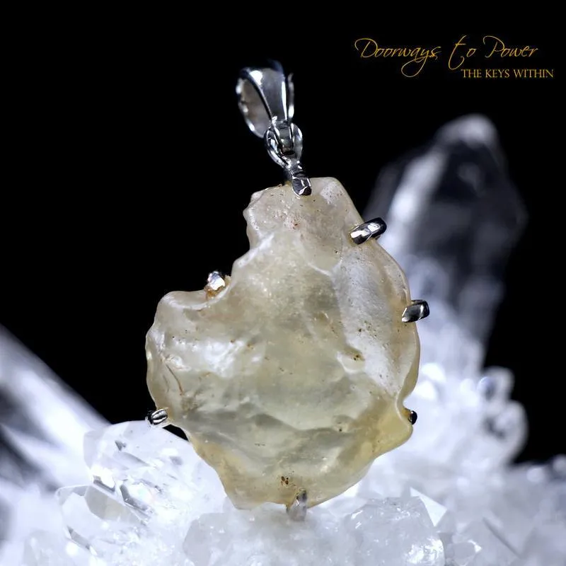 Libyan Gold Tektite Crystal Pendant .925 SS