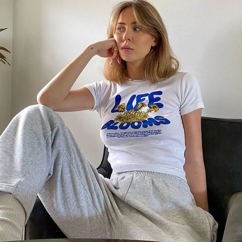 Life Blooms Stylish White Tee