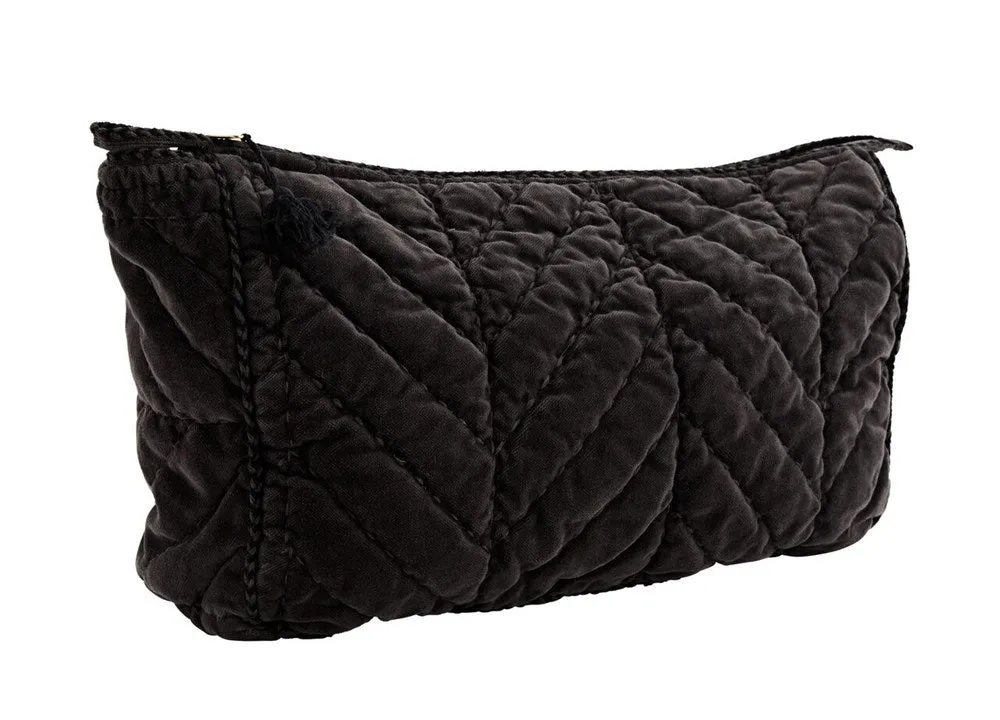 Madam Stoltz Quilted Velvet Clutch Large Charcoal