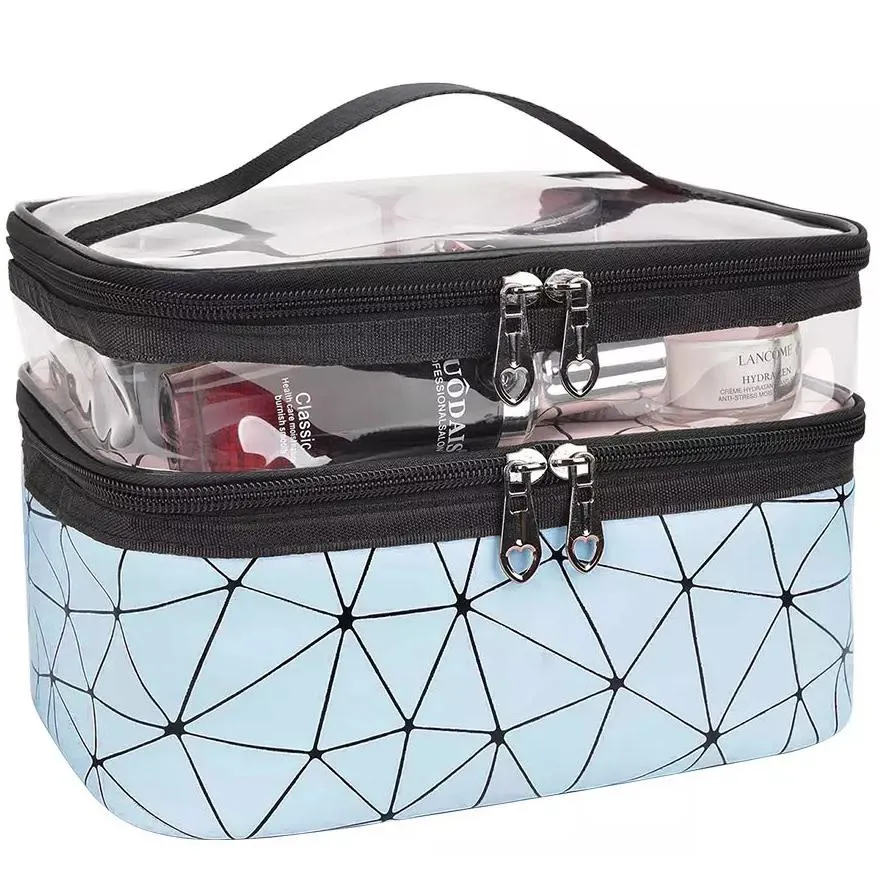 Makeup Bags Double layer Travel Cosmetic Cases