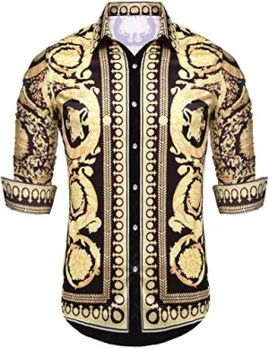 Mens Long Sleeve Fashion Luxury Design Shirt