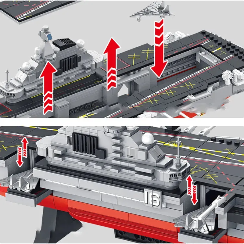 Military WW2 MOC Liaoning Aircraft Carrier Bricks Toy