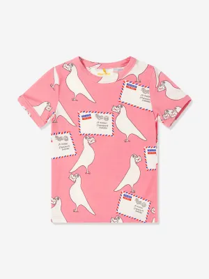 Mini Rodini Girls Pigeon Print T-Shirt In Pink