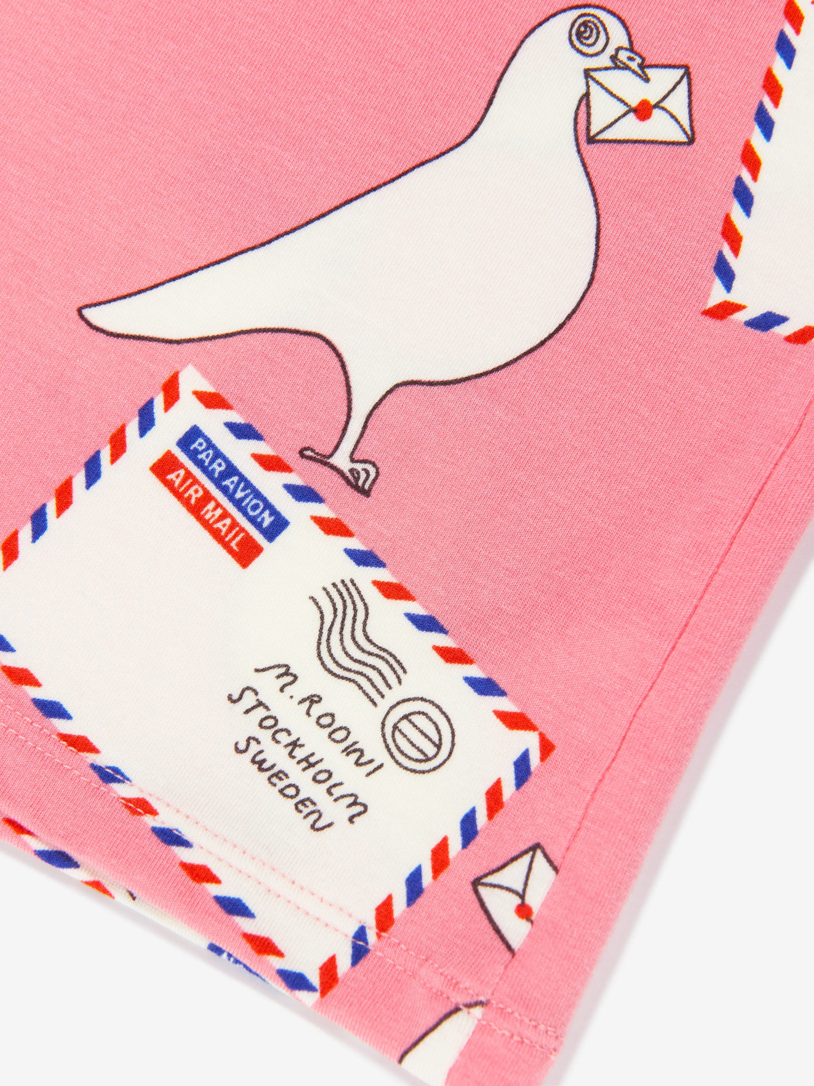 Mini Rodini Girls Pigeon Print T-Shirt In Pink