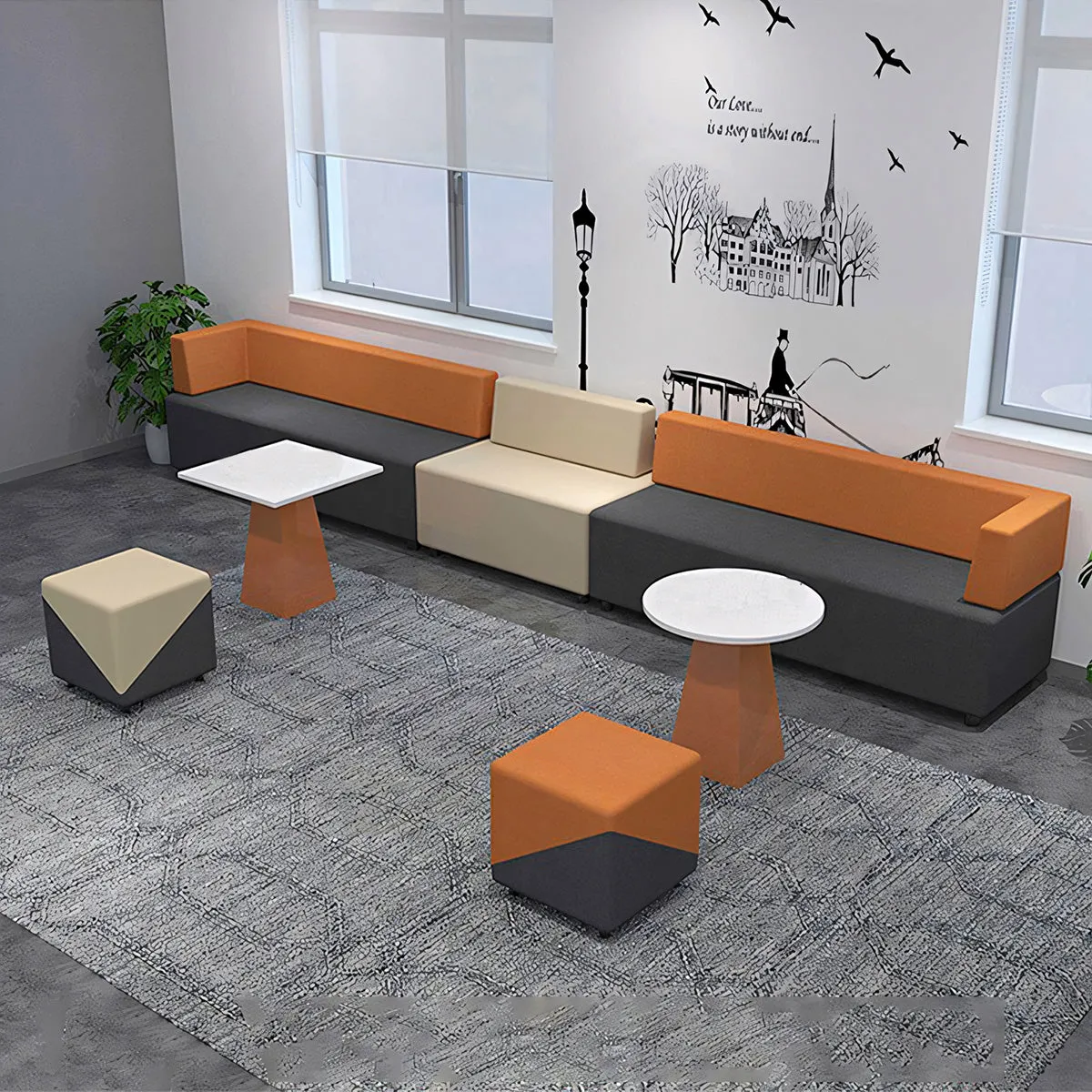 Minimalist Creative Patchwork Design Office Reception Sofa